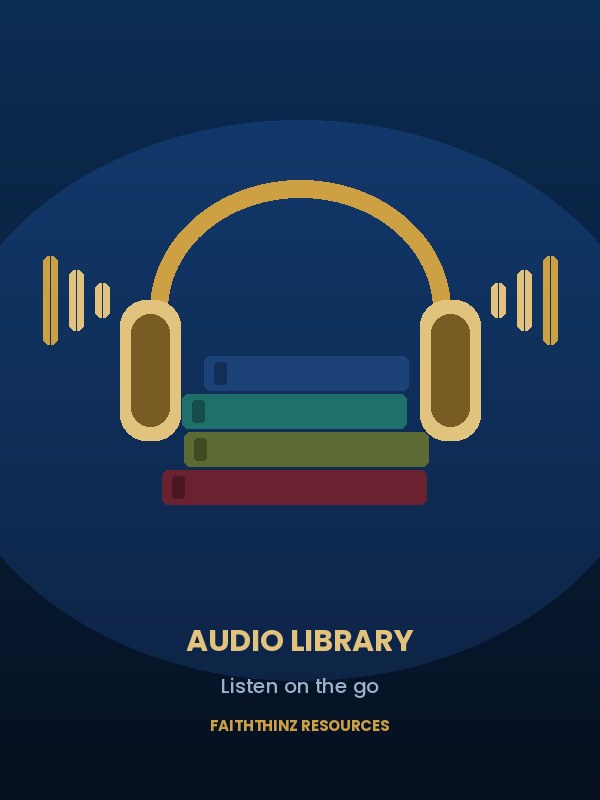 Faiththinz Audio Library: headphones over a stack of books